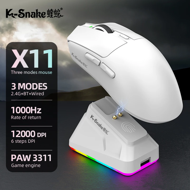 MOUSE GAMING K-SNAKE X11 PRO WIRELESS WHITE